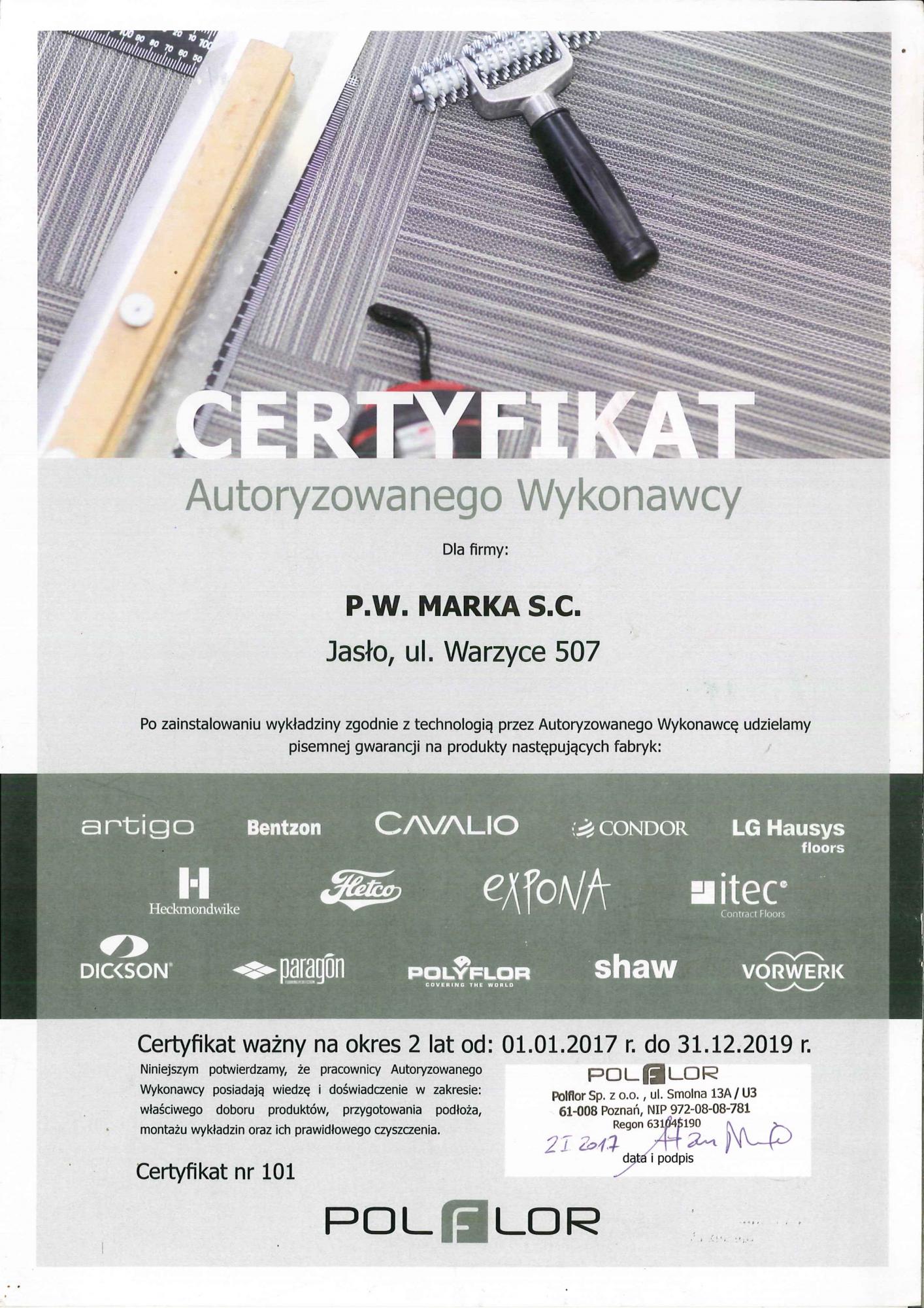 Certyfikat polflor 2017